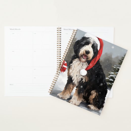 Bernedoodle Dog in Schnee Weihnachten Planer (Anzeige)