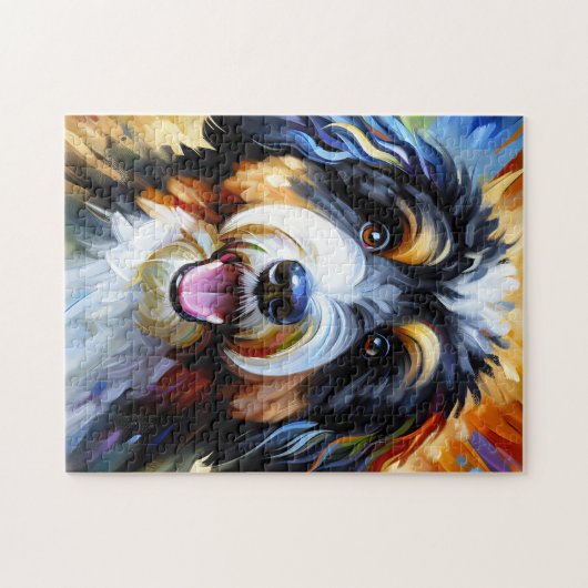 Bernedoodle Dog Portrait Akrylkkunstdruckhund Puzzle (Horizontal)