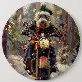 Bernedoodle Dog Riding Motorrad Weihnachten Button (Vorderseite)