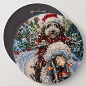 Bernedoodle Dog Riding Motorrad Weihnachten Button (Vorne & Hinten)