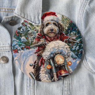 Bernedoodle Dog Riding Motorrad Weihnachten Button