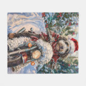 Bernedoodle Dog Riding Motorrad Weihnachten Fleecedecke (Vorderseite (Horizontal))