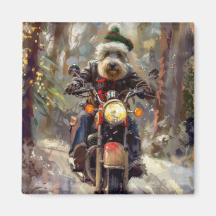 Bernedoodle Dog Riding Motorrad Weihnachten Magnet