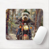 Bernedoodle Dog Riding Motorrad Weihnachten Mousepad (Mit Mouse)
