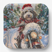 Bernedoodle Dog Riding Motorrad Weihnachten Pappteller (Vorderseite)