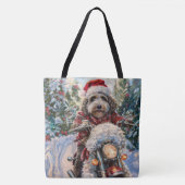 Bernedoodle Dog Riding Motorrad Weihnachten Tasche (Vorderseite)
