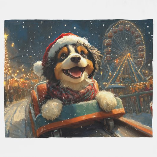Bernedoodle Dog Roller Untersetzer Weihnachten Fleecedecke (Vorderseite (Horizontal))