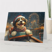 Bernedoodle Dog Roller Untersetzer Weihnachten Karte (Vorderseite)