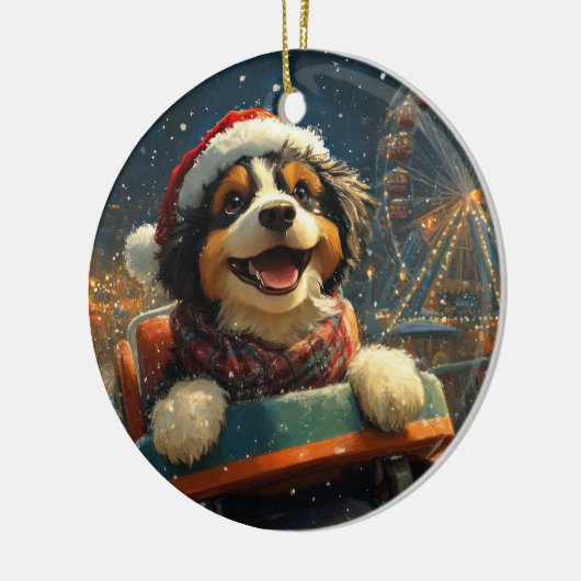 Bernedoodle Dog Roller Untersetzer Weihnachten Keramik Ornament (Links)