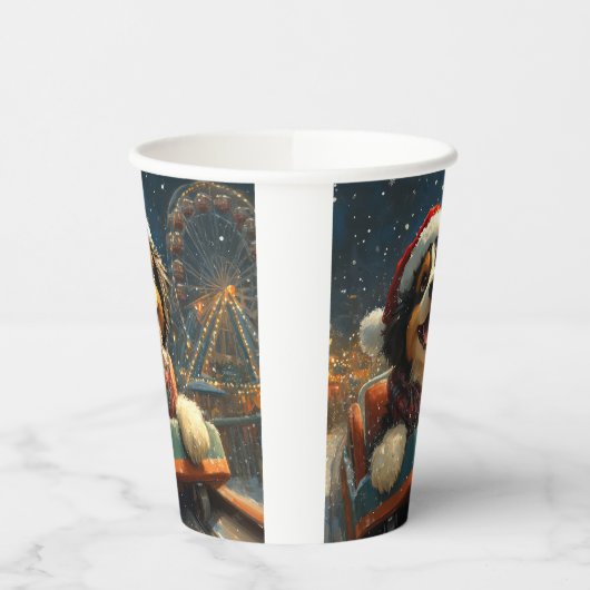 Bernedoodle Dog Roller Untersetzer Weihnachten Pappbecher (Links)