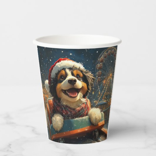 Bernedoodle Dog Roller Untersetzer Weihnachten Pappbecher (Vorderseite)