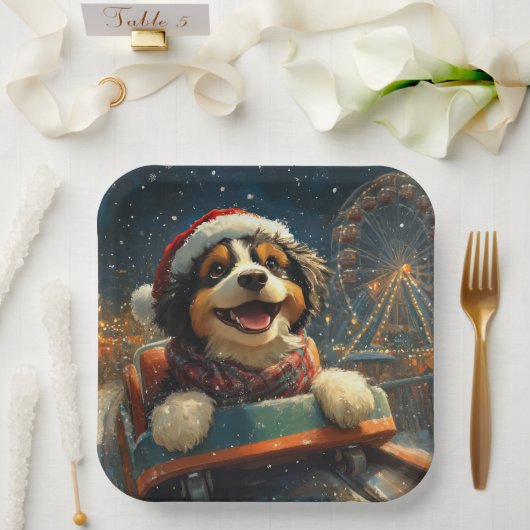Bernedoodle Dog Roller Untersetzer Weihnachten Pappteller (Hochzeit)