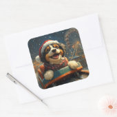 Bernedoodle Dog Roller Untersetzer Weihnachten Quadratischer Aufkleber (Umschlag)