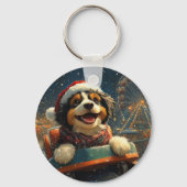 Bernedoodle Dog Roller Untersetzer Weihnachten Schlüsselanhänger (Vorderseite)
