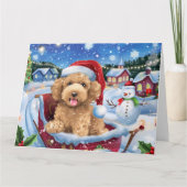 Bernedoodle Dog Sleigh Schnee Weihnachten Karte (Vorderseite)