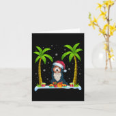 Bernedoodle Dog Weihnachtsmannmütze Palm Tree Beac Karte (Gelbe Blume)