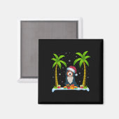 Bernedoodle Dog Weihnachtsmannmütze Palm Tree Beac Magnet (Vorderseite/Rückseite)