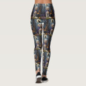 Bernedoodle Dog Whimsical Halloween Malerei Leggings (Rückseite)