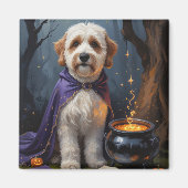 Bernedoodle Dog Whimsical Halloween Malerei Magnet (Vorne)
