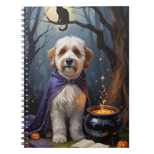 Bernedoodle Dog Whimsical Halloween Malerei Notizblock (Vorderseite)