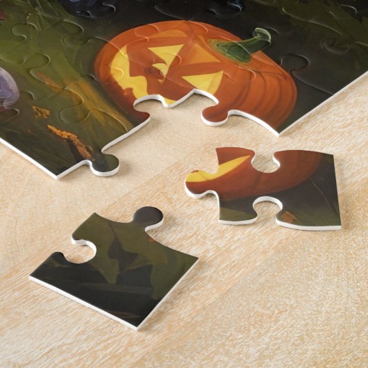 Bernedoodle Dog Whimsical Halloween Malerei Puzzle (Seite)