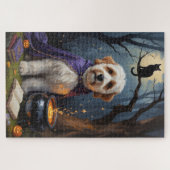 Bernedoodle Dog Whimsical Halloween Malerei Puzzle (Horizontal)