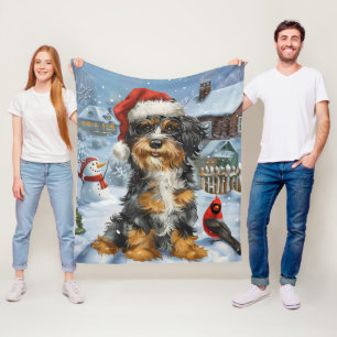 Bernedoodle Dog Winter Wunderland Weihnachten Fleecedecke