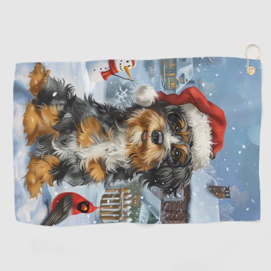 Bernedoodle Dog Winter Wunderland Weihnachten Golfhandtuch (Horizontal)