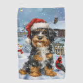 Bernedoodle Dog Winter Wunderland Weihnachten Golfhandtuch (Vorderseite)