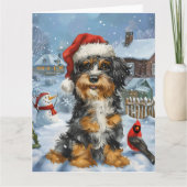 Bernedoodle Dog Winter Wunderland Weihnachten Karte (Vorderseite)