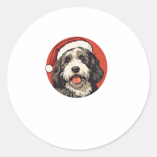 Bernedoodle Dog Xmas Doodle Doodle Niedliche Weihn Runder Aufkleber (Vorderseite)
