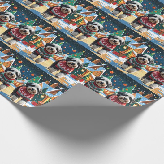 Bernedoodle Dogs Christmas Snow Holiday Geschenkpapier (Ecke)