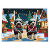Bernedoodle Dogs Christmas Snow Holiday Große Geschenktüte (Vorderseite)