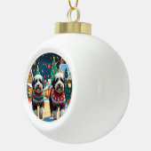 Bernedoodle Dogs Christmas Snow Holiday Keramik Kugel-Ornament (Rechts)