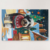 Bernedoodle Dogs Christmas Snow Holiday Puzzle (Horizontal)