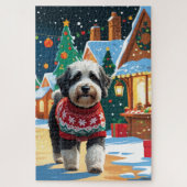 Bernedoodle Dogs Christmas Snow Holiday Puzzle (Vertikal)