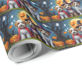 Bernedoodle Dogs Pumpkin Halloween Funny Geschenkpapier (Rolleneckpunkt)