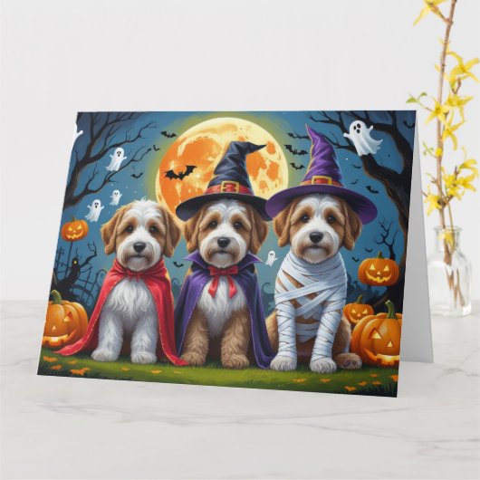 Bernedoodle Dogs Pumpkin Halloween Funny Karte (Gelbe Blume)