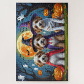 Bernedoodle Dogs Pumpkin Halloween Funny Puzzle (Vertikal)