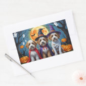 Bernedoodle Dogs Pumpkin Halloween Funny Rechteckiger Aufkleber (Umschlag)