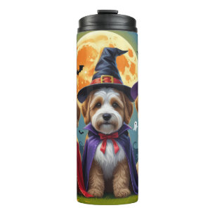 Bernedoodle Dogs Pumpkin Halloween Funny Thermosbecher