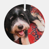 BerneDoodle entspannt sich auf Teppich Ornament Aus Glas (Rückseite)