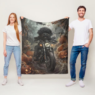 Bernedoodle fährt Motorrad Halloween Gruselig Fleecedecke