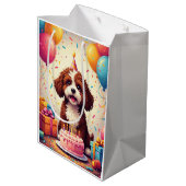 Bernedoodle-Geburtstagsfeier Mittlere Geschenktüte (Rückseite Schrägansicht)