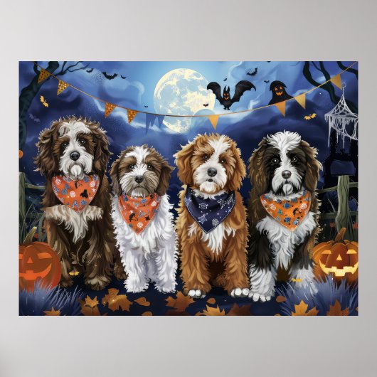 Bernedoodle Halloween Spooky Poster (Vorne)