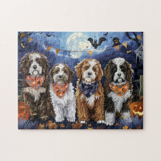 Bernedoodle Halloween Spooky Puzzle (Horizontal)