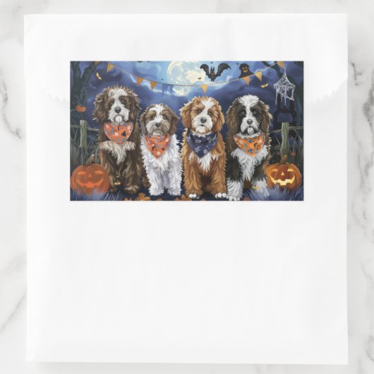Bernedoodle Halloween Spooky Rechteckiger Aufkleber (Tasche)