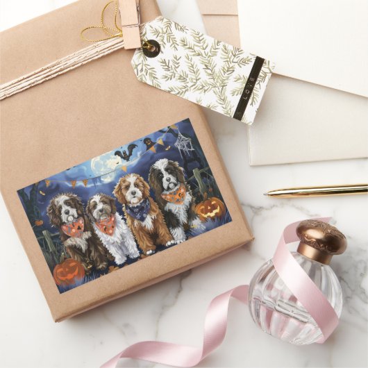 Bernedoodle Halloween Spooky Rechteckiger Aufkleber (Schenken)