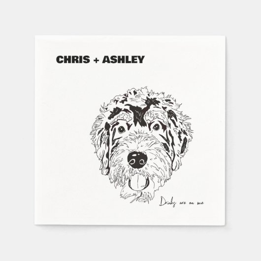 Bernedoodle Haustier Hund Cocktail Napkin für Hoch Serviette (Vorderseite)