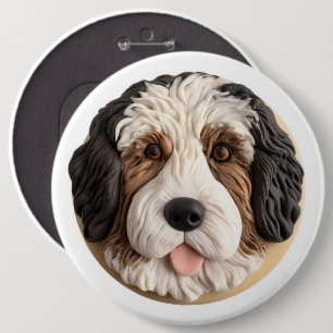 Bernedoodle Hund 3D Inspiriert Button